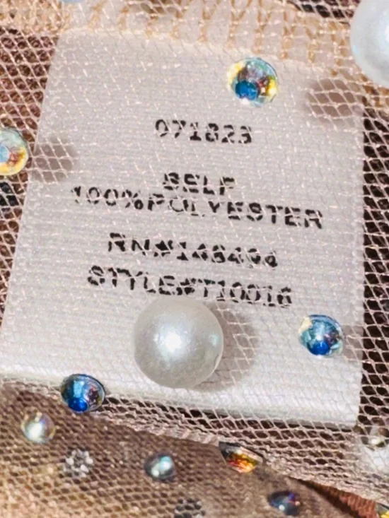 NWT Windsor Beautifully Beaded Mesh Crop Top in Natural (Nude) size Medium - Picture 11 of 11